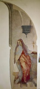 La Anunciación, detalle de la Virgen de Jacopo Pontormo