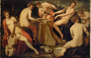 Mujeres haciendo música, quizá una alegoría de la música de Jacopo Robusti Tintoretto