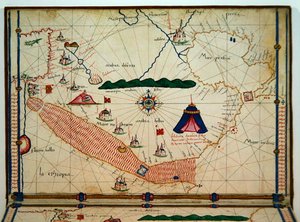 Ms Ital 550.0.3.15 fol.5v Mapa del Mar Rojo, de la Carte Geografiche de Jacopo Russo