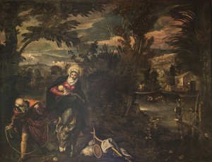 La huida a Egipto, 1582-1585 de Jacopo Tintoretto