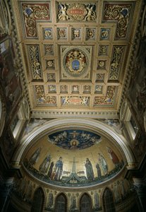 Vista interior del ábside de la Basílica de San Juan de Letrán (San Giovanni in Laterano). Mosaico de Jacopo Torriti y Jacopo da Camerino representando Jerusalén Celeste