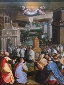 Procesión de San Gregorio Magno (óleo sobre lienzo) de Jacopo Zucchi