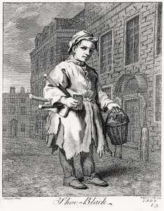 El limpiabotas, grabado por Wagner, 1739