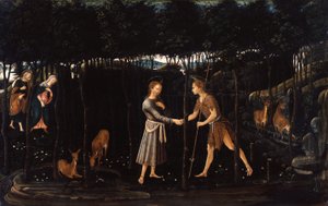 El encuentro del Niño Jesús con el pequeño san Juan de Jacopo del Sellaio