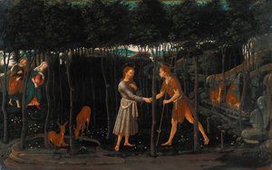 El encuentro del Niño Jesús y Juan el Bautista de Jacopo del Sellaio