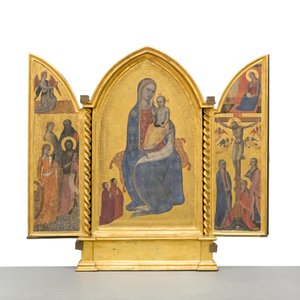 Virgen con el Niño; Anunciación; Crucifixión y Santos, c.1380 (panel) de Jacopo di Cione