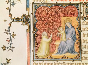 Jean de Francia (1340-1416) Duque de Berry Rezando Ante la Virgen y el Niño, de Les Petites Heures de Duc de Berry, c.1385-90 de Jacquemart de Hesdin