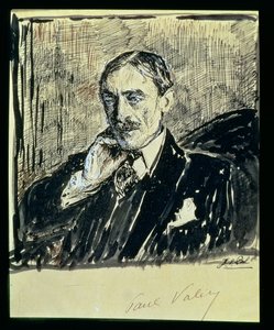 Retrato del escritor francés Paul Ambroise Valery (1871-1945) (tinta sobre papel) de Jacques Emile Blanche