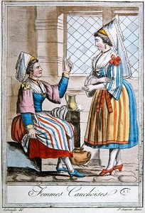 Mujeres de la región de Caux en Normandía, ilustración de 