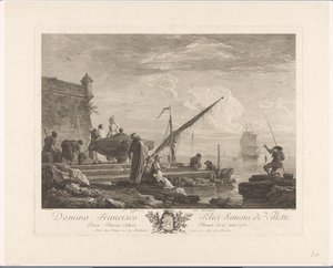 Cifras en la orilla de un río en el Levante 1ere vue du Levant (título sobre objeto) de Jacques Aliamet