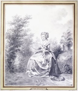 Retrato de Elisabeth Louise Vigee-Lebrun leyendo una carta sentada en el jardín de Jacques Antoine Marie Lemoine