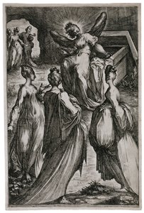 Las santas mujeres en el sepulcro (grabado) de Jacques Bellange