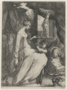 La Virgen María girando con el Niño Jesús y un ángel
María con el niño y un ángel que sostiene una falda giratoria de Jacques Bellange