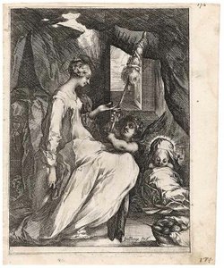 La Virgen y el Niño con rueca y un ángel de Jacques Bellange