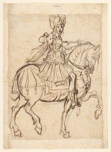 Veldheer a caballo, cabalgando hacia la derecha de Jacques Bellange
