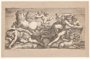 Céfalo llevado por Aurora en su carro Escenas mitológicas después de frescos en el Palacio Farnese en Roma (título de la serie) de Jacques Belly