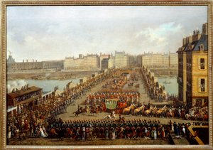 Cruce del nuevo puente por el cortejo imperial para la ceremonia de la consagración de Napoleón I el 2 de diciembre de Jacques Bertaux