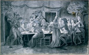 Cena de boda durante la Revolución. Dibujo de Jacques Bertaux (1745-1818) París de Jacques Bertaux
