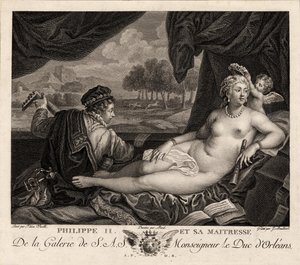 Felipe II y su amante después de Tiziano, c. 1780