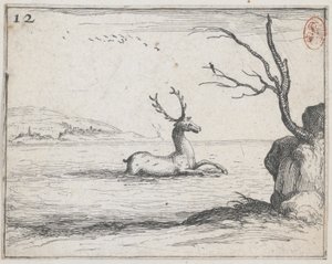 Un ciervo en el agua - núm. 12 de la serie de Jacques Callot