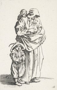 Una madre y sus tres hijos, de Los mendigos (La mere et ses trois enfants) de Jacques Callot