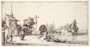 Un camino a lo largo de la orilla del río de Jacques Callot
