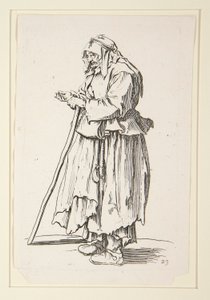 Mendiga recibiendo limosna, de The Beggars de Jacques Callot
