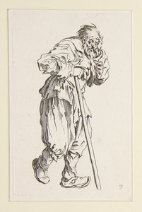 Mendigo apoyado en un palo, de The Beggars de Jacques Callot