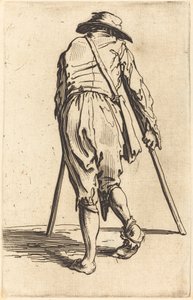 Mendigo con muletas y sombrero, vista trasera de Jacques Callot