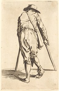 Mendigo con muletas y sombrero, vista trasera de Jacques Callot