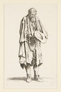 Mendiga con rosario, de Los mendigos (Le mendiant au rosaire) de Jacques Callot