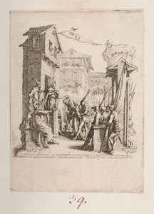 Cristo llevado ante Caiphe, n. 7 de 11 de La Petite Passion de Jacques Callot