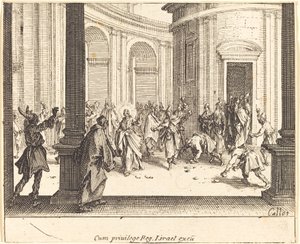 Cristo y la mujer sorprendida en adulterio de Jacques Callot
