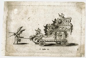 Combat a la barriere: un carro ... (grabado) de Jacques Callot