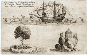 Combat a la barriere: la entrada de Monsieur le Comte de Brionne, Grand Chambellan de su Alteza Carlos IV de Lorena ... (grabado) de Jacques Callot