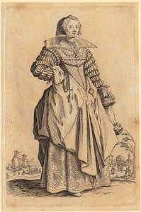 Dama con cuello de encaje, lámina 8 de la serie «La nobleza» de Jacques Callot