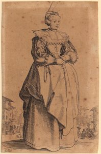Dama con tocado, lámina 1 de la serie «La nobleza» de Jacques Callot