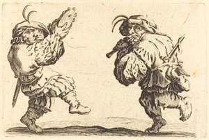 Bailarines con flauta y pandereta, c. 1622 de Jacques Callot