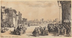 Detalle de «La entrada de Monseñor Henry de Lorraine», lámina 10 de la serie «El torneo» de Jacques Callot