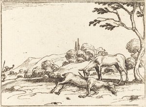 Cierva Llorando a su Potro de Jacques Callot