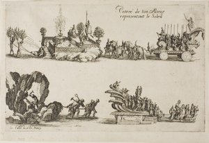 Entrada de Su Alteza, Representando el Sol, del Combate en la Barrera de Jacques Callot