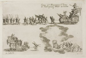 Entrada del Monseñor el Príncipe de Phalsbourg, Defensor en el Combate, de El combate en la barrera de Jacques Callot