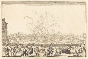 Fuegos artificiales en el Arno, Florencia de Jacques Callot