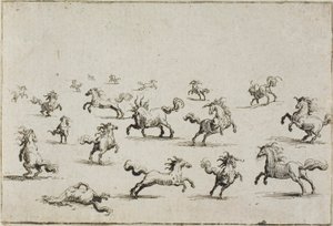 Caballos en libertad, de Los Caprichos de Jacques Callot