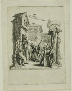 Jesús ante Caifás, de La Pequeña Pasión de Jacques Callot