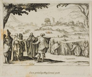 Jesús con los fariseos, del Nuevo Testamento de Jacques Callot