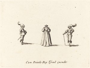 Dama vista desde atrás y dos caballeros, probablemente 1634