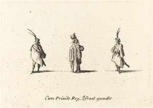 Dama con capa larga y dos caballeros de Jacques Callot