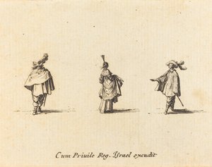 Dama con Vestido Recogido, y Dos Caballeros de Jacques Callot