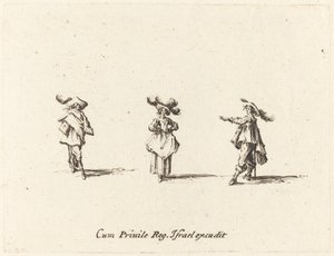 Dama con Grandes Plumas y Dos Caballeros